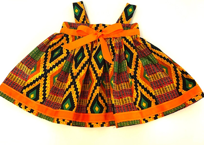 Orange Kente 18-21 Inch doll or teddy bear dress